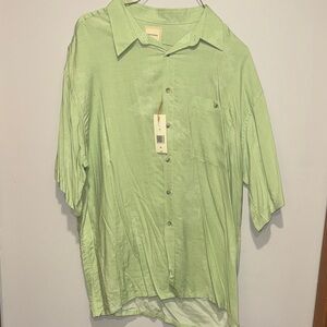 Saddlebred NWT XXL Light Green Casual Button Down Shirt with pocket